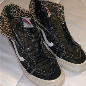 Leather leopard print vans